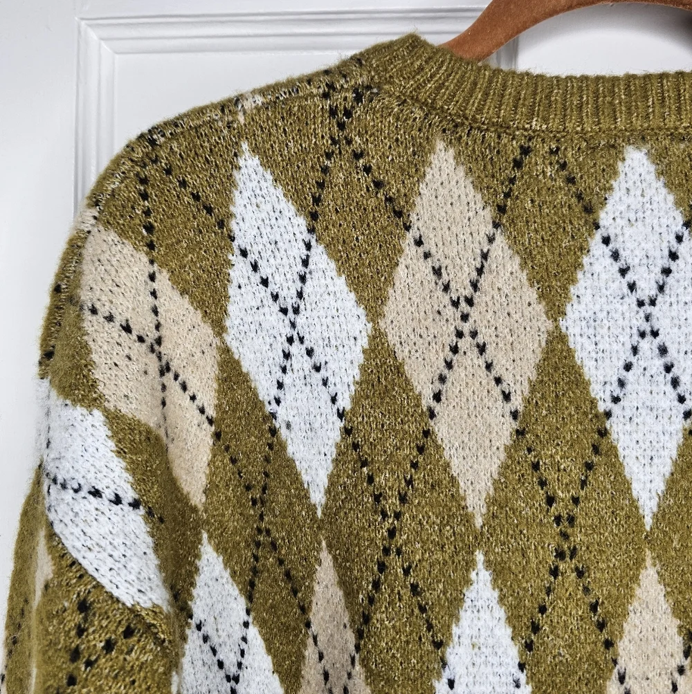 Anthropologie Maeve 3D Bow Argyle Crew-Neck Jumper - Picture 7 of 9